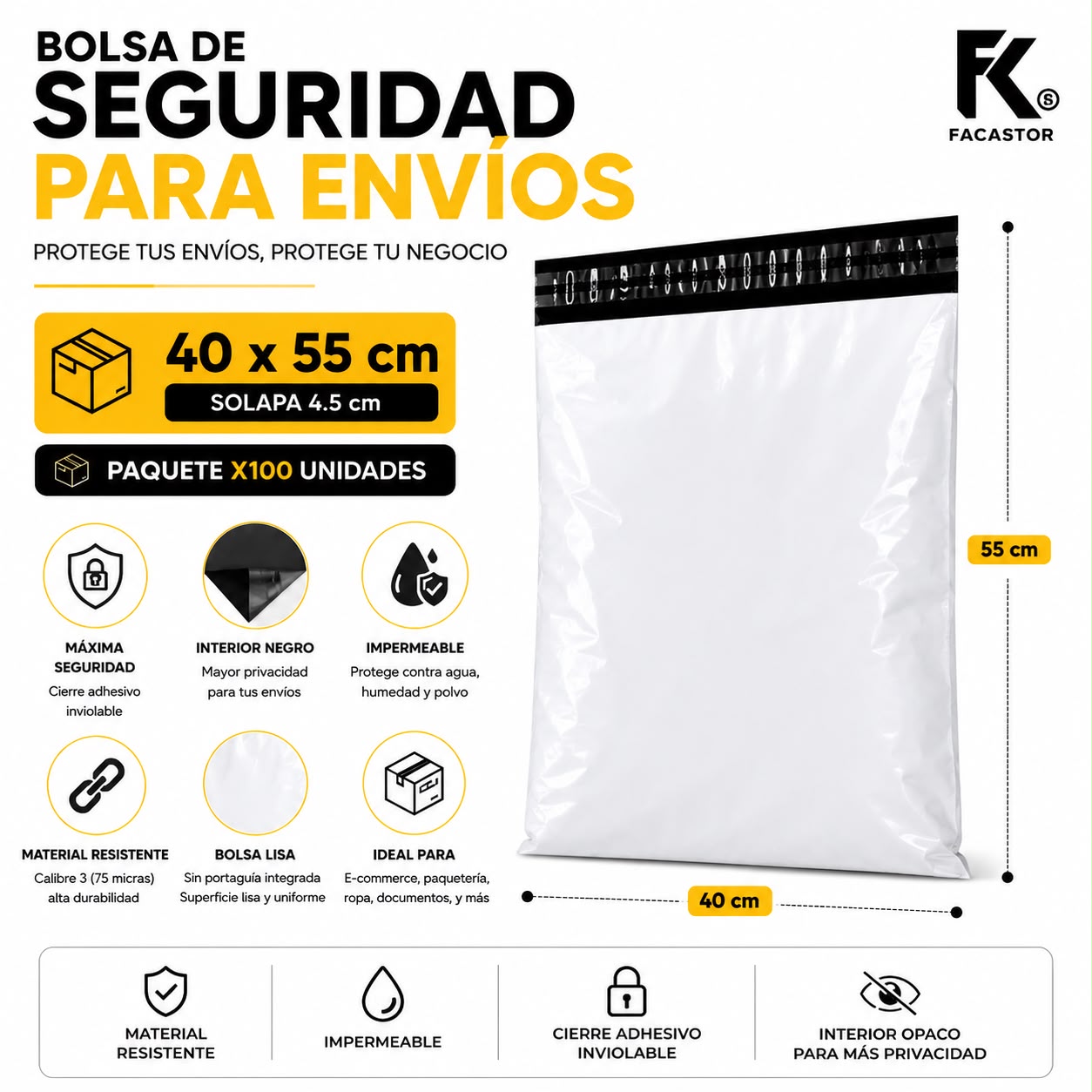 Bolsa de Seguridad 40*55cm 100 unidades